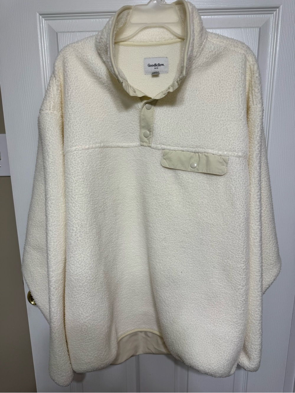Goodfellow & Co Cream Sherpa Fleece Pullover Ivory Sz XL
